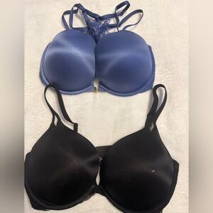 Victoria Secrets Women's Blue and Black Lace Trim Bras size 34DDD